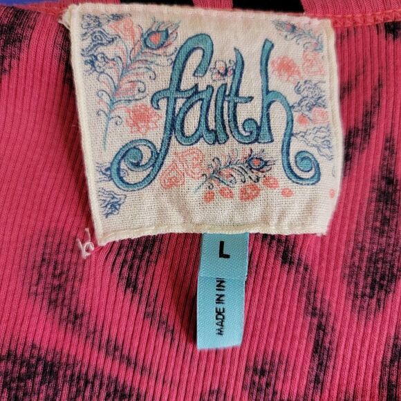 Faith Beaded Scroll Pattern Long Sleeve Knit Top Purple Pink Size Large - Picture 3 of 12